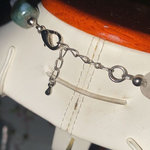 Multicolored Semi Precious Stone & Sterling Silver Chain Necklace - Picture 8 of 8